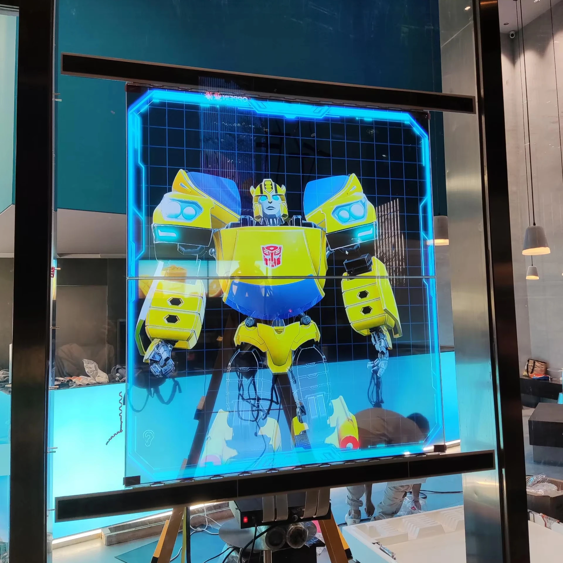 شاشة إعلانية OLED ذكية لسطح المكتب التجاري، شاشة LED شفافة تعمل بنظام Android