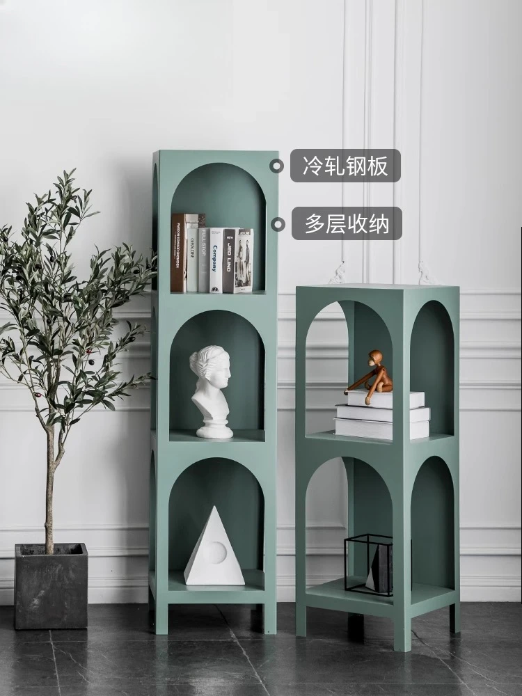 Rak Buku Rak Ruang Tamu Rak Penyimpanan Kisi Unit Kecil Rak Display Multifungsi Besi Tempa