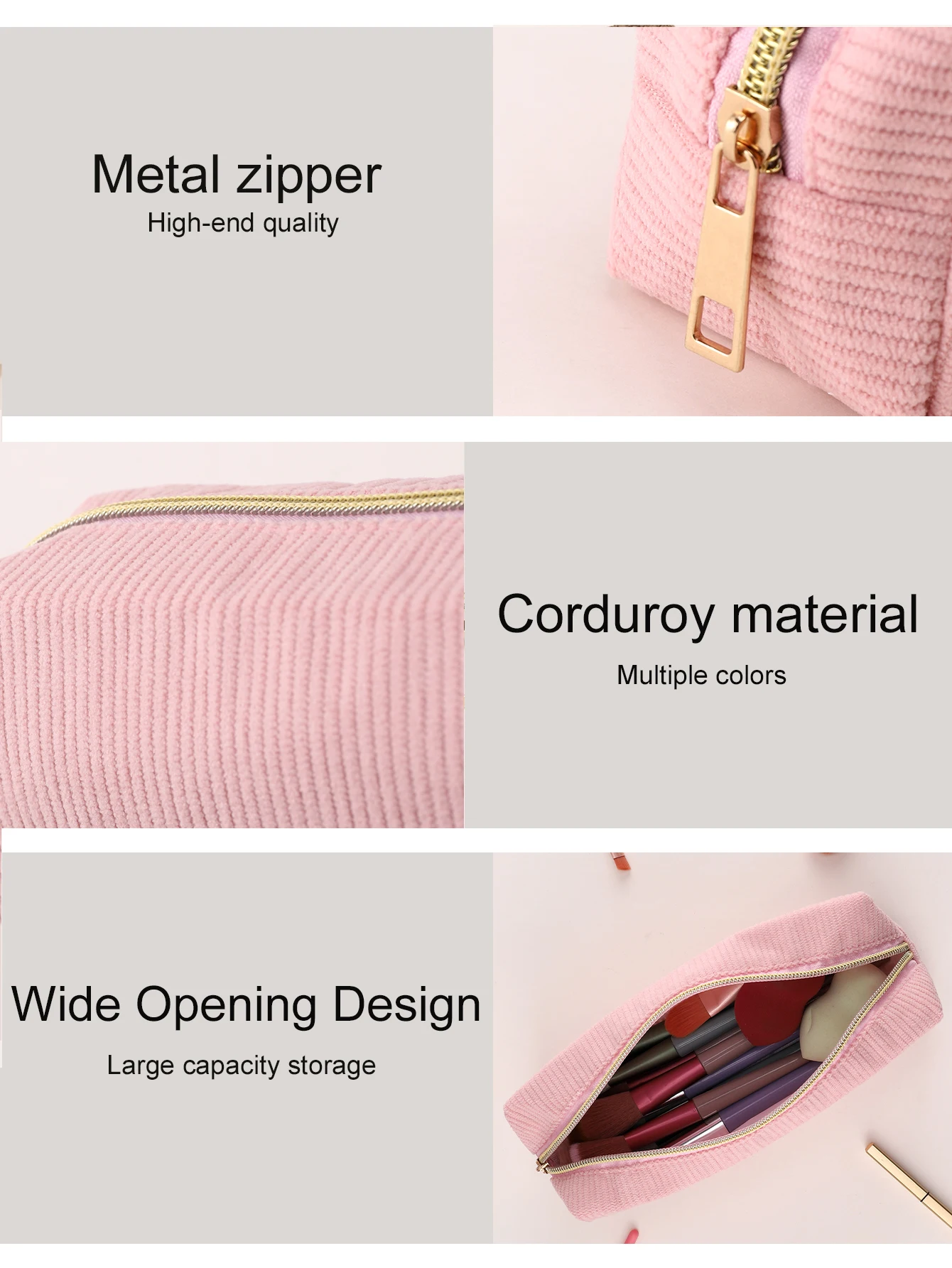 Custom Name Heat Transfer Corduroy Pencil Case Personalized Zipper Pen Bag Large Capacity Stationery Organizer Back to School view 5