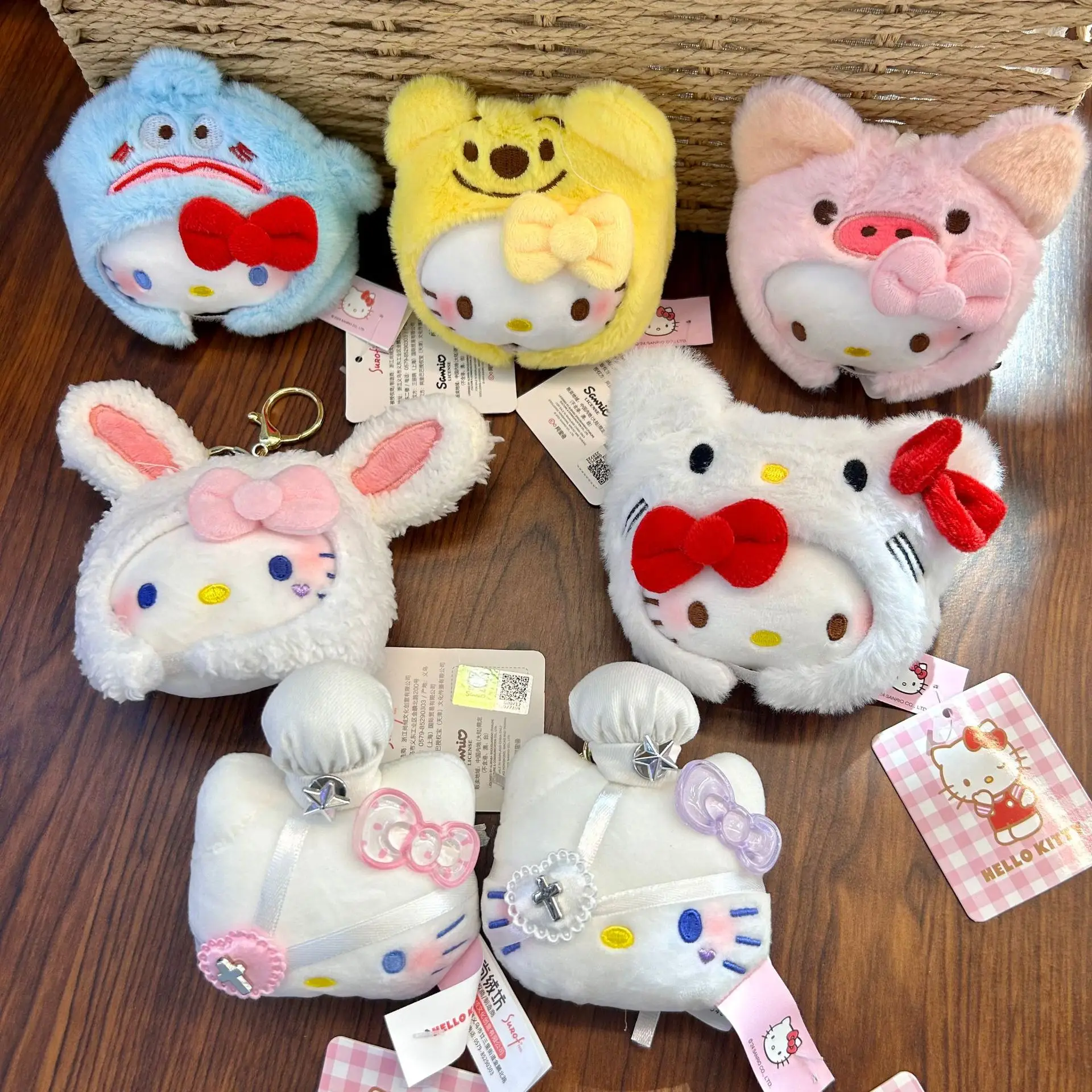 

Japanese Style Sanrio Hello Kitty Hood Plush Toy Cute Cartoon Keychain Bag Pendant Decoration Gift for Friends