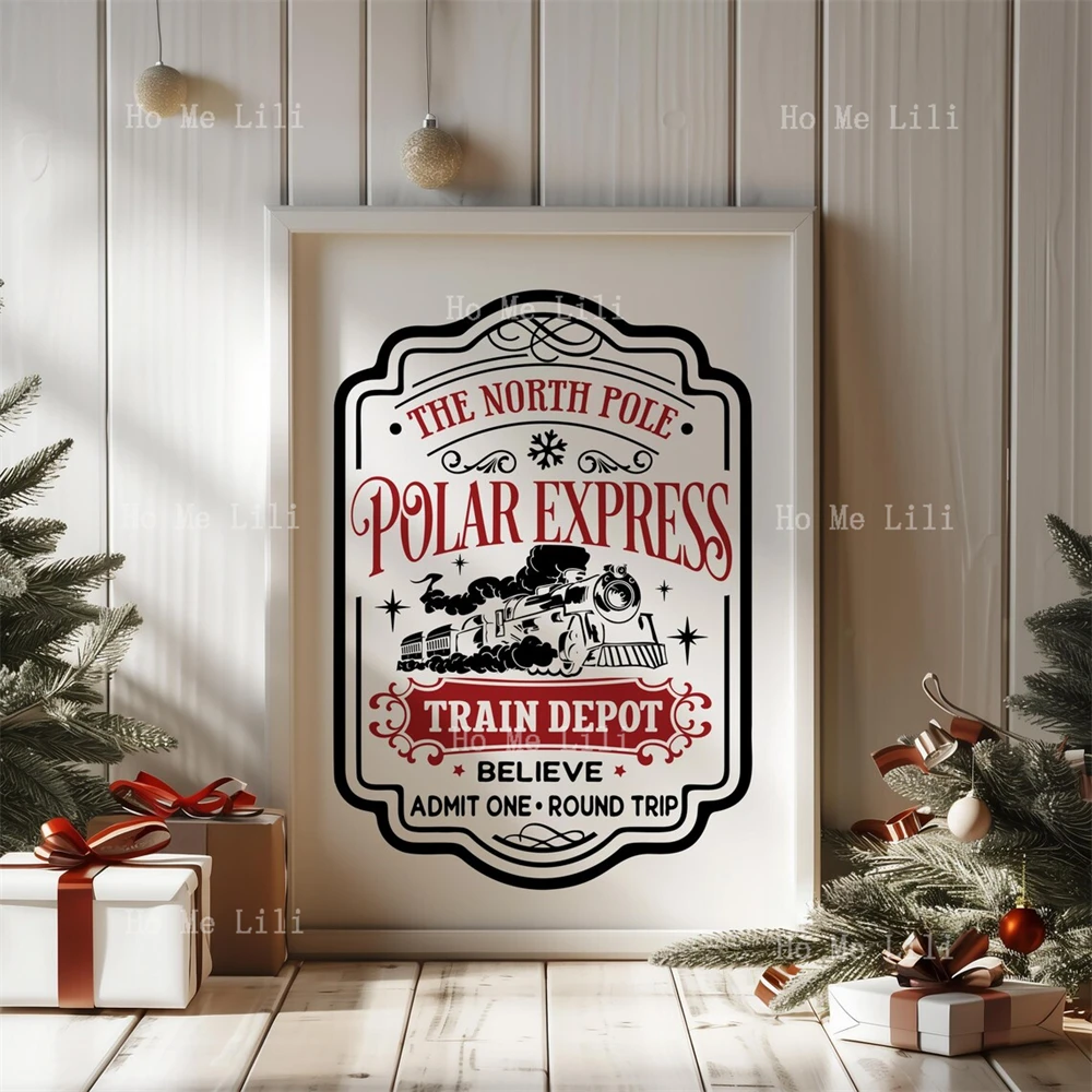 North Pole Print Christmas Decor Wall Art Xmas Posters Living Room Home Decor