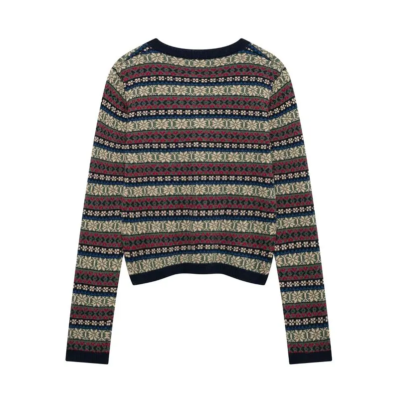 

Loose Long Sve round Ne Knitted Jaet Women's Faion Winter New Arrival 2024 Patchwork Color Tassel Winter Coat
