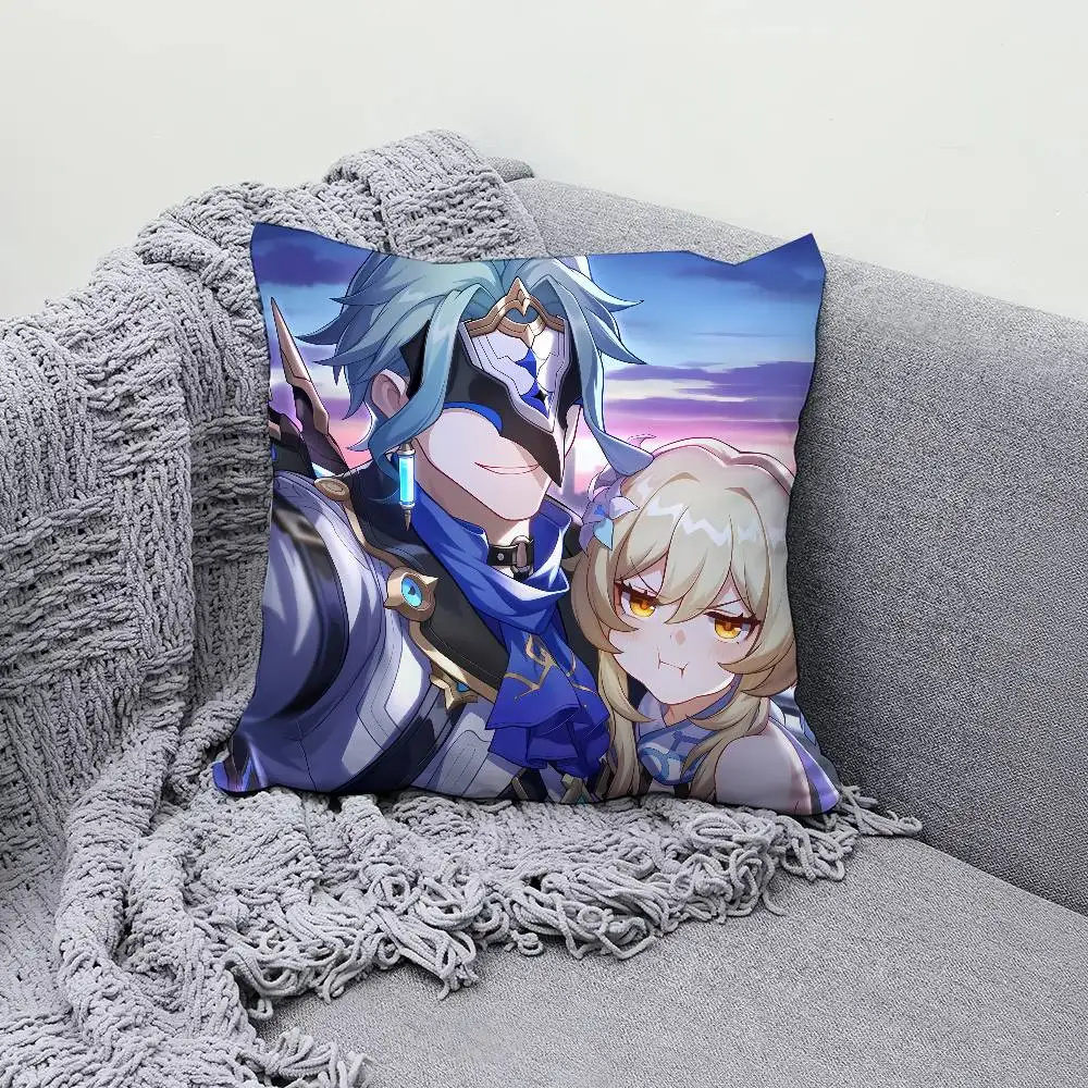 Dottore Genshin Impact 30x30cm 45x45cm Pillow Case Decor Protective Covers Comfortable Soft For Sofa Living Room Home Office