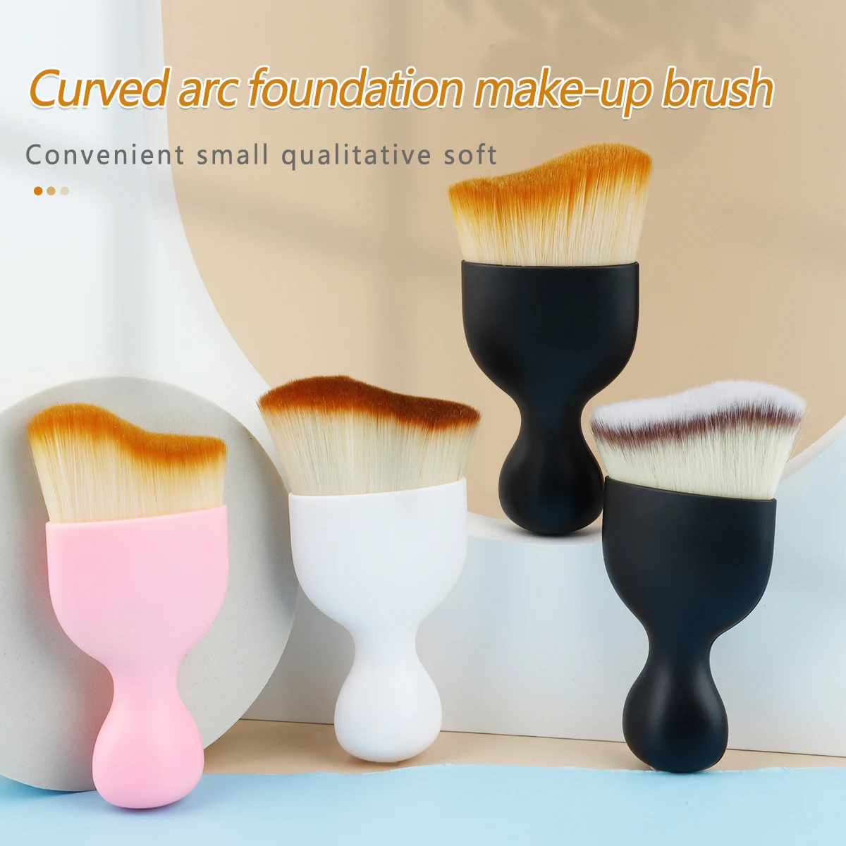 Foundation Makeup Brush Base Black S Shape Synthetic Fiber High Quality Curved Blush Powder Blendeing Face Make Up Tools Women