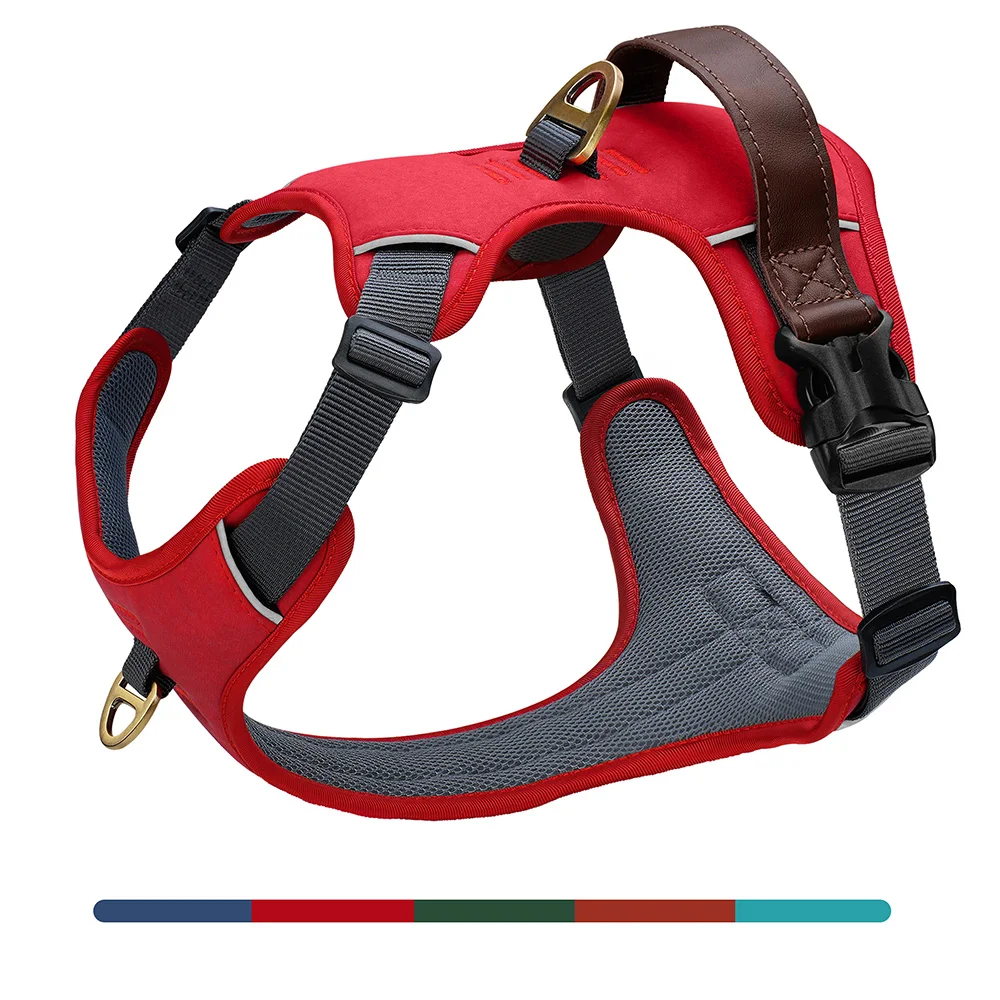 Vintage-Hundegeschirr, langlebiges PU-Leder, Hundegeschirre, atmungsaktive Haustierweste mit Kontrollgriff, Retro für kleine, mittelgroße und große Hunde – Detail 11