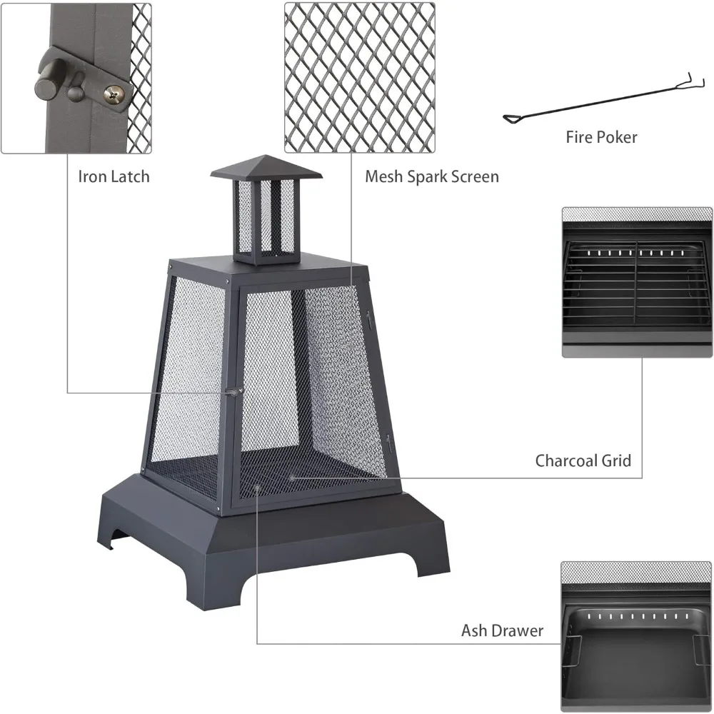 حفرة نار مقاس 28 بوصة في الهواء الطلق، حفرة نار لحرق الخشب في الهواء الطلق كبيرة، حفر ناري للفناء الخارجي والحديقة والفناء الخلفي #3