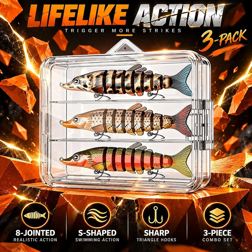YQCCK Multi Jointed Swimbait Full Sinking Assorted Colors Realistic Action Saltwater River Bass