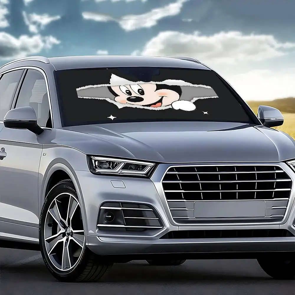 C-ميكي ماوس-eS لطيف مظلة السيارات الستائر مظلة السيارات يغطي غطاء الزجاج الأمامي العالمي للطي قناع #6