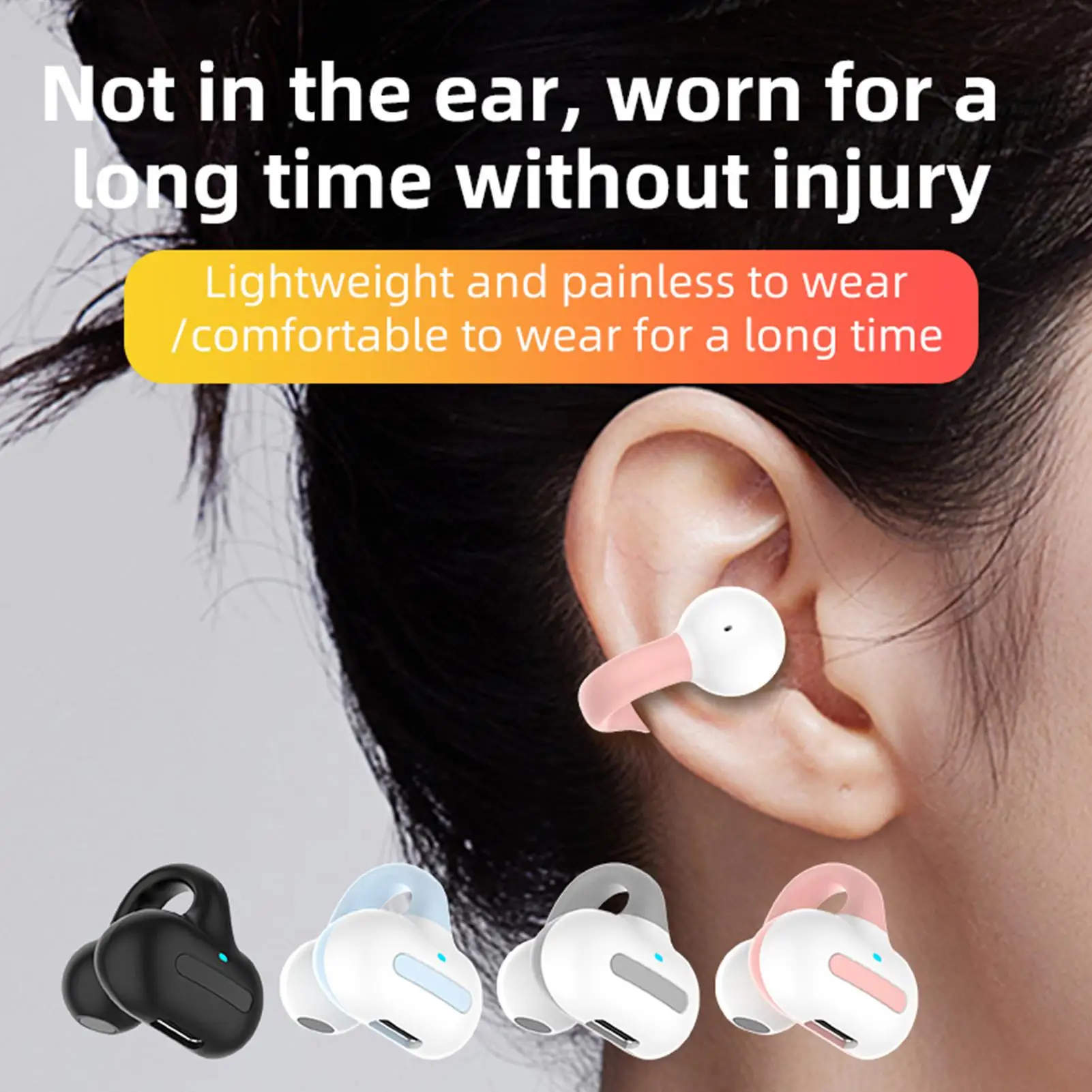 Bluetooth-compatible Headphones Air Conduction Ear Clip Wireless Stereo Business Earphones Smart Touch Headsets