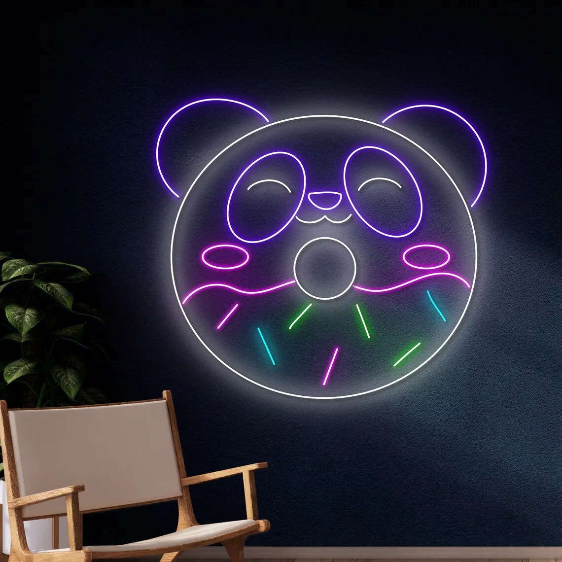 Panda Donut Neon Sign Bedroom Wall Decor Neon Sign Cake Baker Led Sign