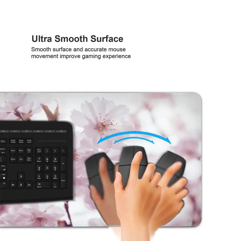 Mouse Pad Gamer Cartoon Green Leaves Pink Flower XL Computer Large New Mousepad XXL keyboard pad Soft Carpet Non-Slip Table Mat