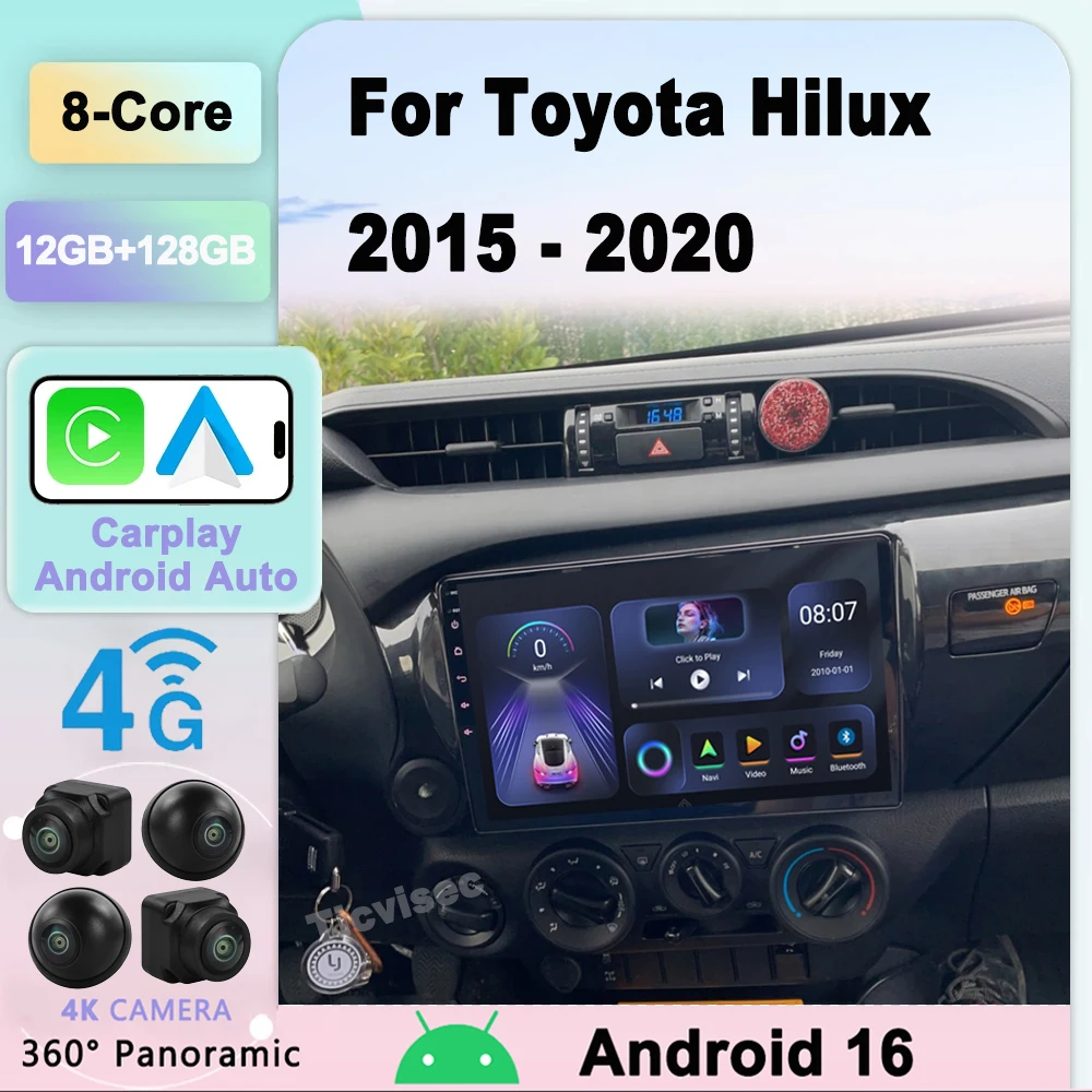 

Android 16 Car Radio 2 Din Stereo for Toyota Hilux 2015 - 2020 Car Radio with Screen Multimedia Player Navigation GPS Autoradio
