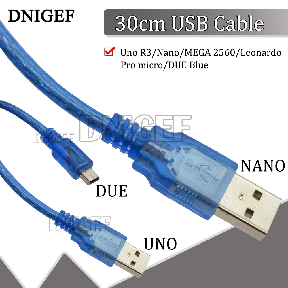 30cm USB Cable for Uno R3/Nano/MEGA 2560/Leonardo/Pro micro/DUE Blue High Quality A type USB/Mini USB/Micro USB 0.3m for Arduino