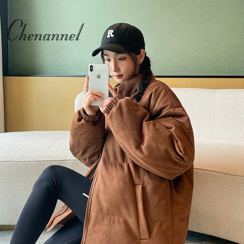 

Men's Winter Loose Plus Size Cotton - Padded Jacket, Simple Stand - Up Collar Warm Thick Outerwear