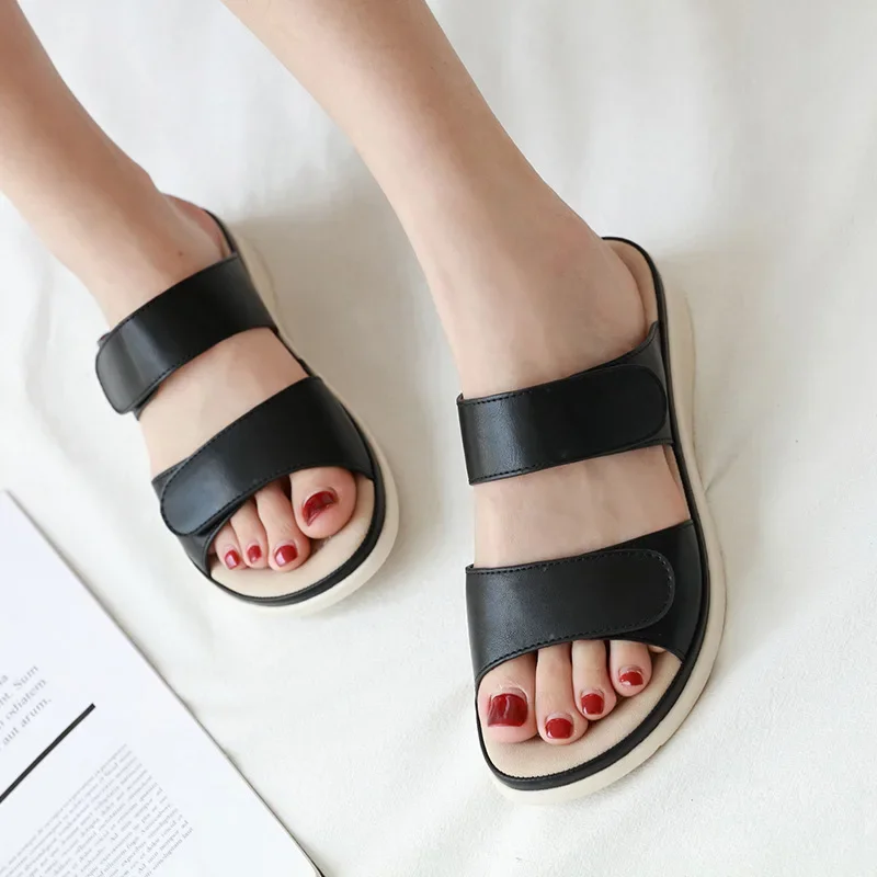 YAERNI  Summer Shoes Women Sandals Soft Flat Women Beach Sandals Summer Ladies Shoes Pink Black