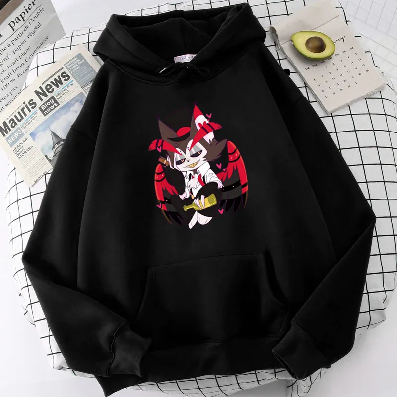 Anime Helluva Boss Hoodies Women Husk Manga Hazbin Hotel Sweatshirts Streetwear Cartoon Female Graphic Winter Clothing Tops