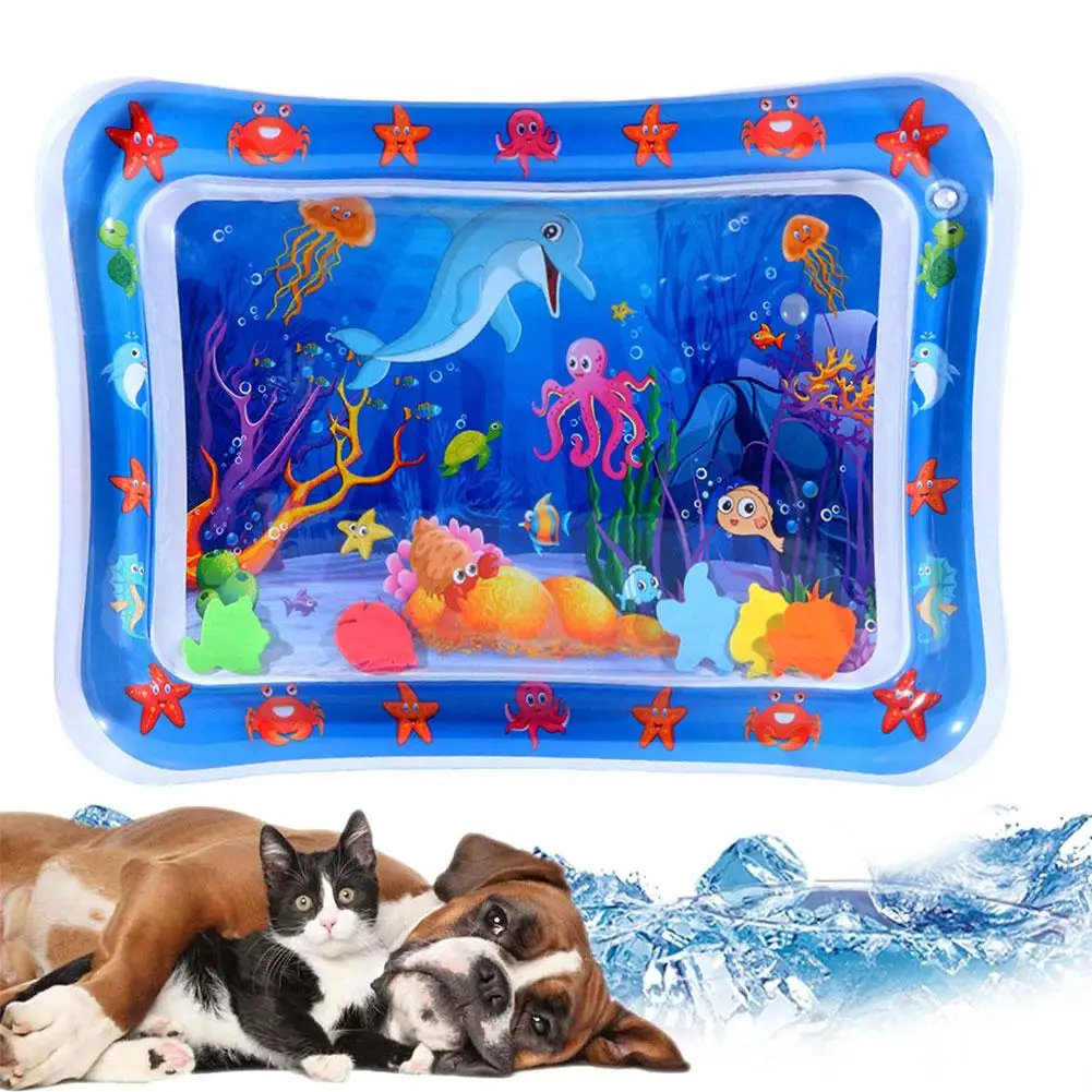 Water Sensory Play Mat For Cat Dog Thickened Water Sensory Playmat With Fish Sea Ocean Theme Pet Play Sensory Toy Water A7B2