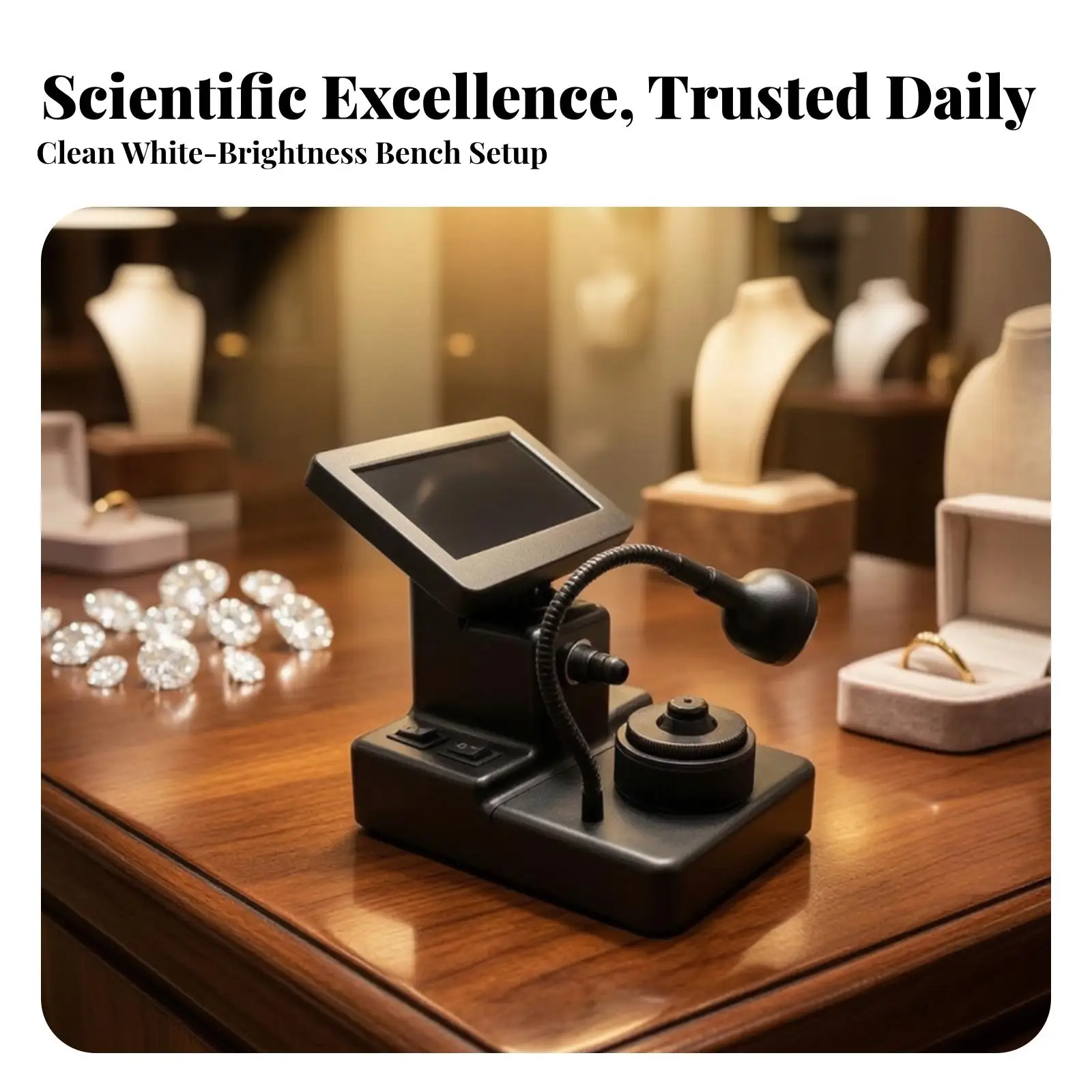 Desktop Microscope with Screen Digital Microscope with Gooseneck Lamp Adjustable for Jewelers, Jewelry Inspection