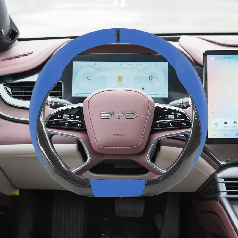 

Кожаный чехол на руль 38 см для BYD Tang Atto3 Yuan Plus Seal Song Dolphin Sealion Shark, аксессуары для интерьера автомобиля