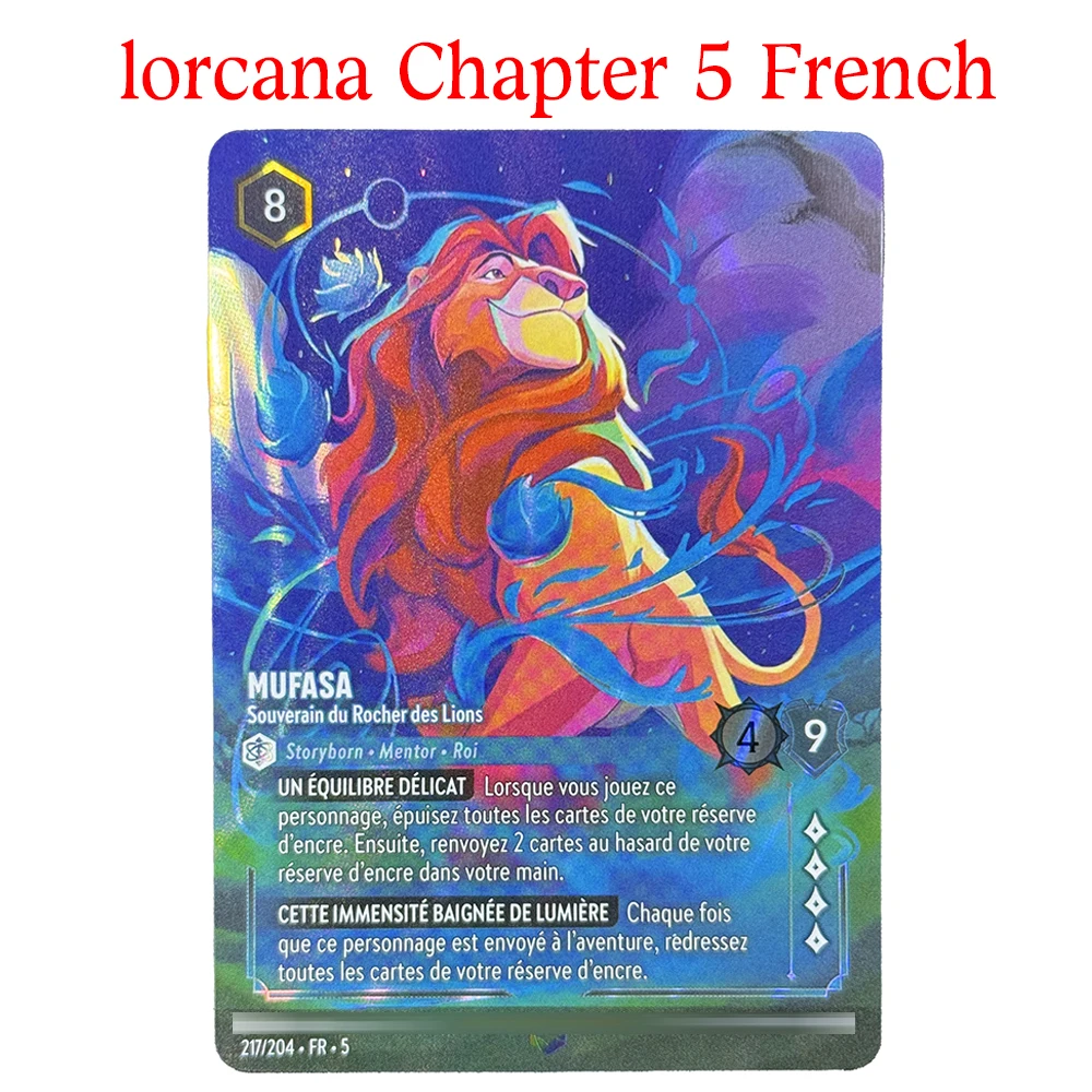 Прокси-карты Lorcana, французская глава 5, мерцающие ноги, муфас, кларбель, Белоснежка, королевская тантура, король, конфеты, крысиганы, вечерние