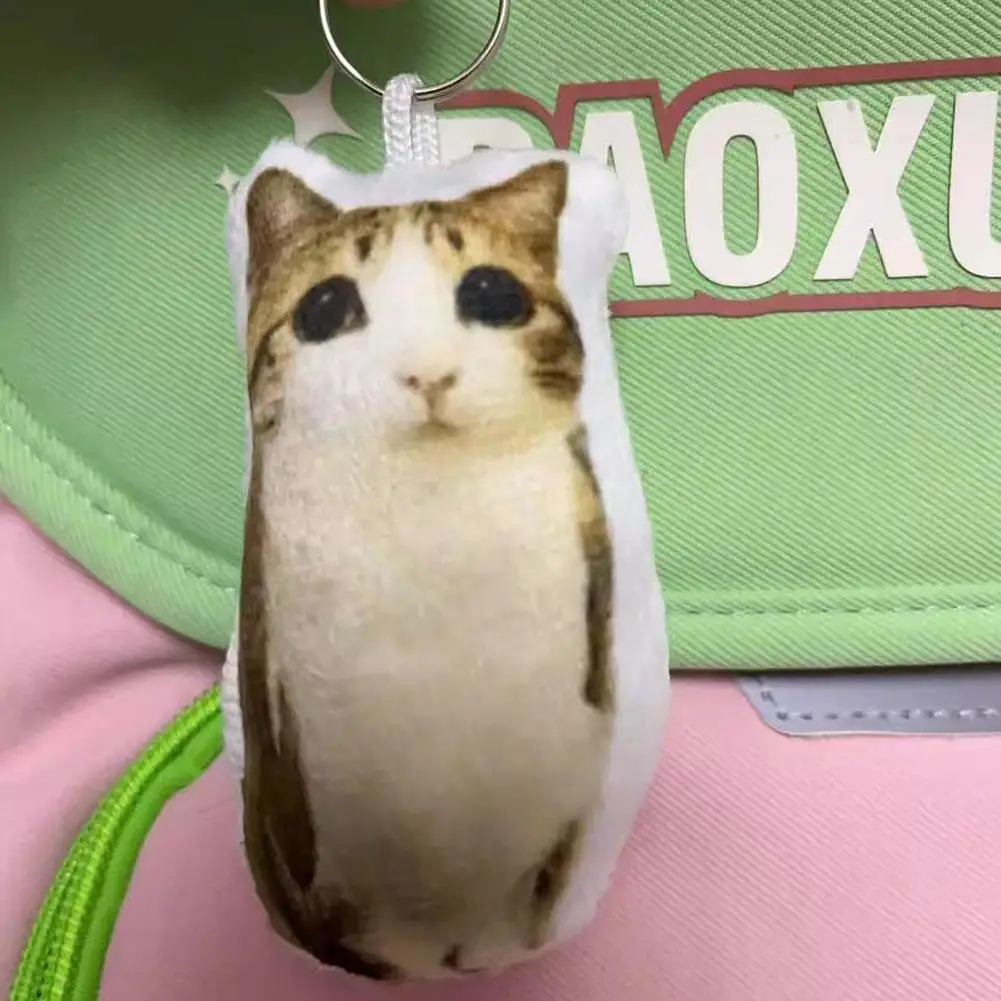 Meowl Cat Plush Sound Keychain Interactive Squeeze Pendant Soft Stuffed Animal Stress Relief Toy for Backpack