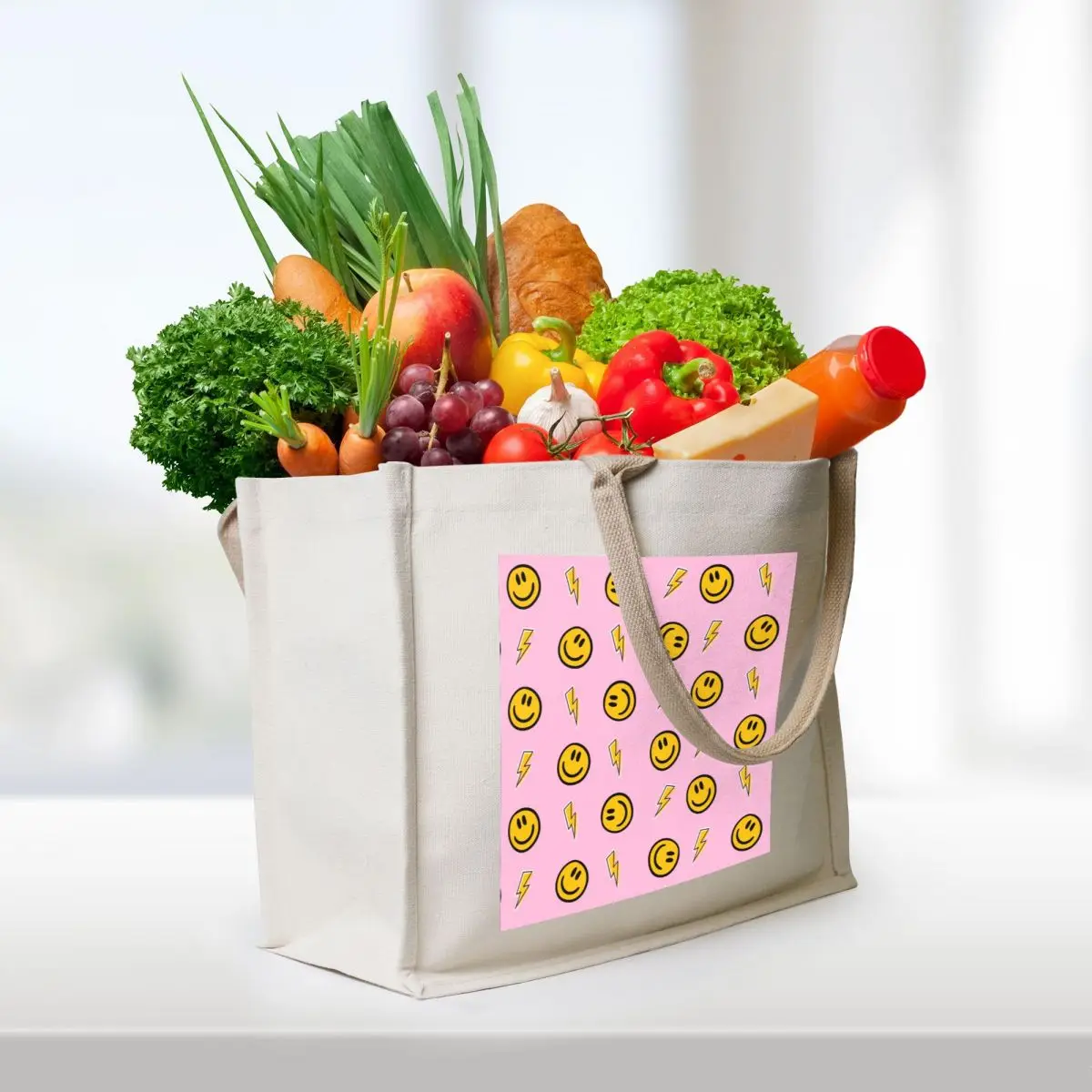 Preppy School Supplies, Preppy Aesthetic, Preppy, Pink, Smile, Smile Face, Happy Face Tote Bag tote bag Beach bag bags for women