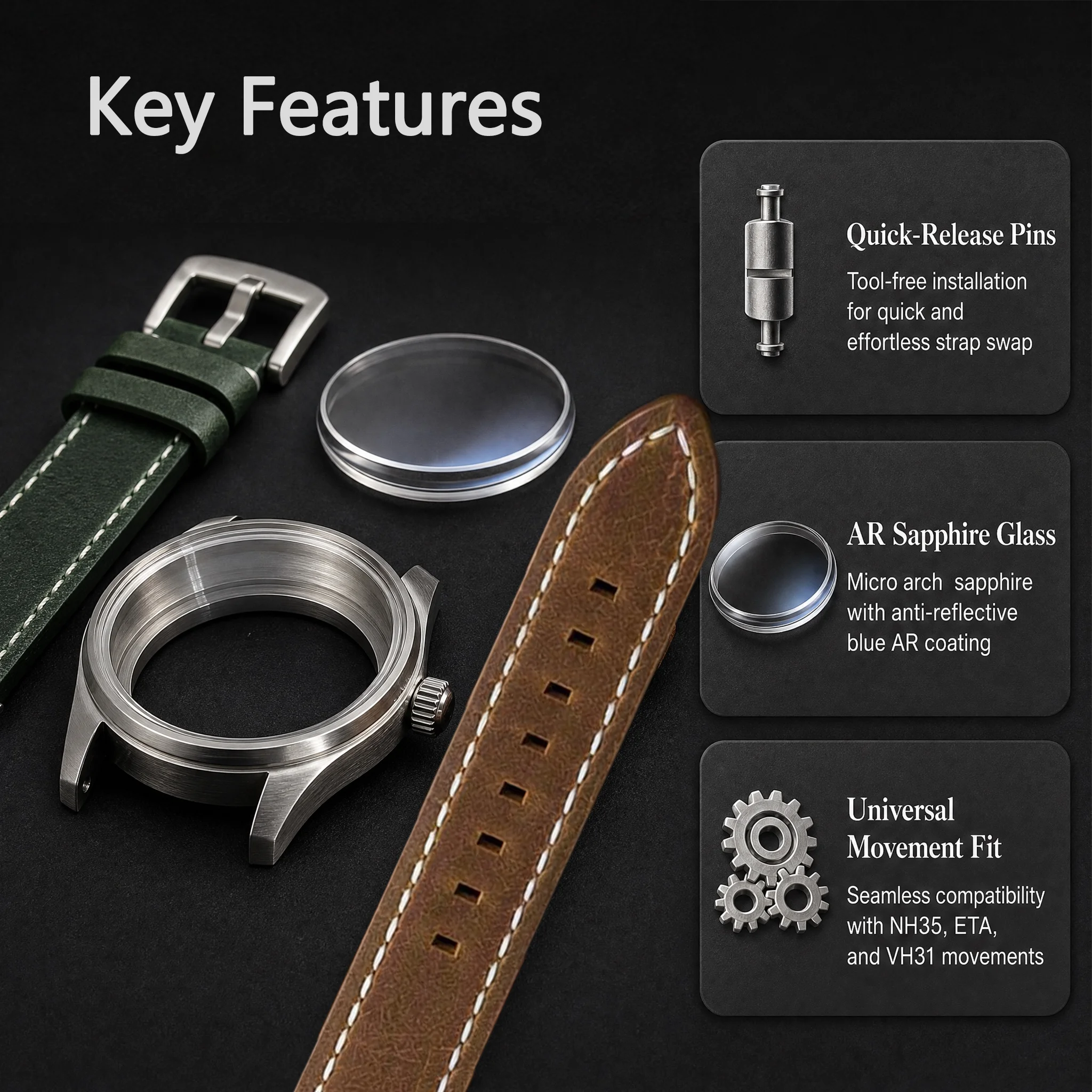 36/39 mm horlogekast van roest - Leather Strap Quick Release recensie en prijs