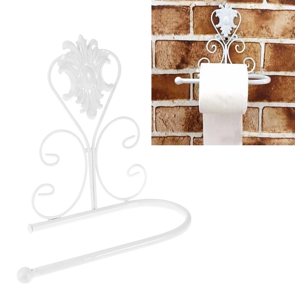 

Solid Brass Wall Mounted Toilet Paper Holder Brass Finish Retro Style 21x10x18cm White Bathroom Accessory Tissue Holder