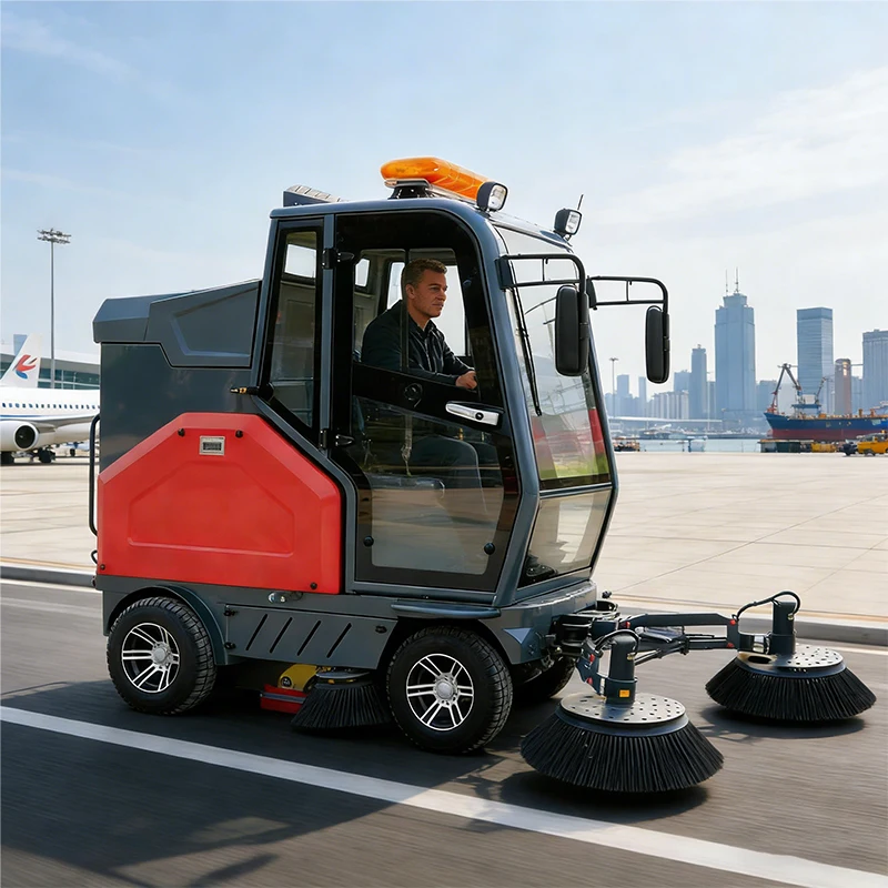 

High Quality Large Commercial Concrete Ride On Electric Street Road Floor Sweeper Car For Municipal Cleaning