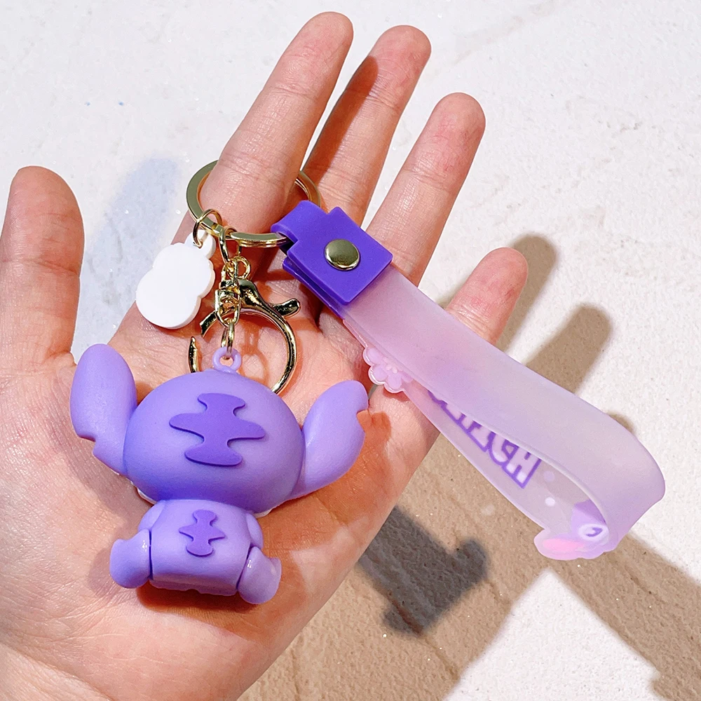 Disney Lilo & Stitch Keychain Cartoon Figure Coffee Candy Stitch Silicone Pendant Keyring Car Key Holder Jewelry Accessories image 3