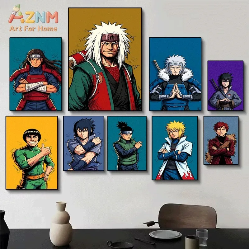 Pop Art Style Ninja Anime Character Canvas Wall Art Print Unframed Canvas Painting Home Decor Poster for Bedroom Living Room Nic
