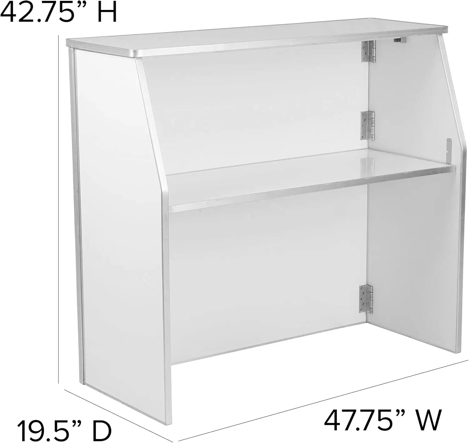 4' Folding Portable Event Bar With Top And Middle Shelves, Mobile Laminate Foldable Bar For Parties And Events, White