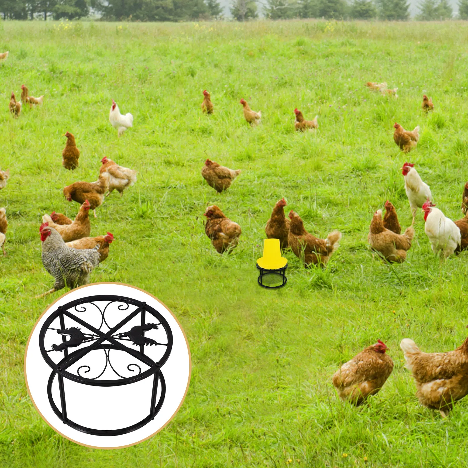 

1Set Metal Chicken Feeder Stand Heavy-Duty Stable Base Suitable for Indoor Outdoor Coop Poultry Feeder Waterer Holder Rack