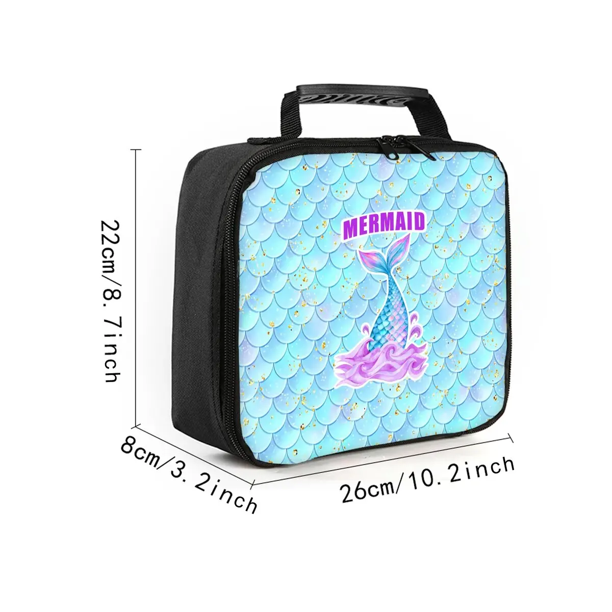 Mermaid Handheld Lunch Bag for Boy/Girls Best Gifts 2D Cartoon Lunch Box Bag for Children Thermal Insulation Picnic Bag
