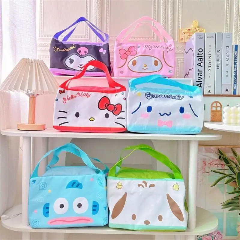 Sanrio Hello Kitty Bento Bag Kawaii Kuromi My Melody Cinnamoroll Student Portable Cartoon Large Capacity Insulated Lunch Box Bag