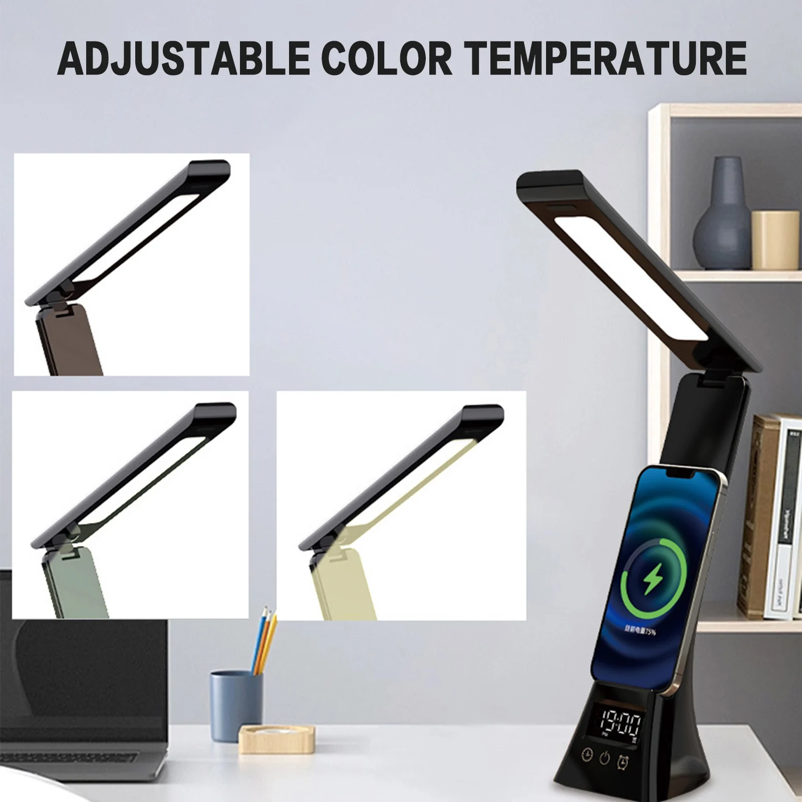 

Led Smart Clock Office Desk Light Dormitory Foldable Eye Protect Table Light Fits Student Read Night Lamp School Work Supplies