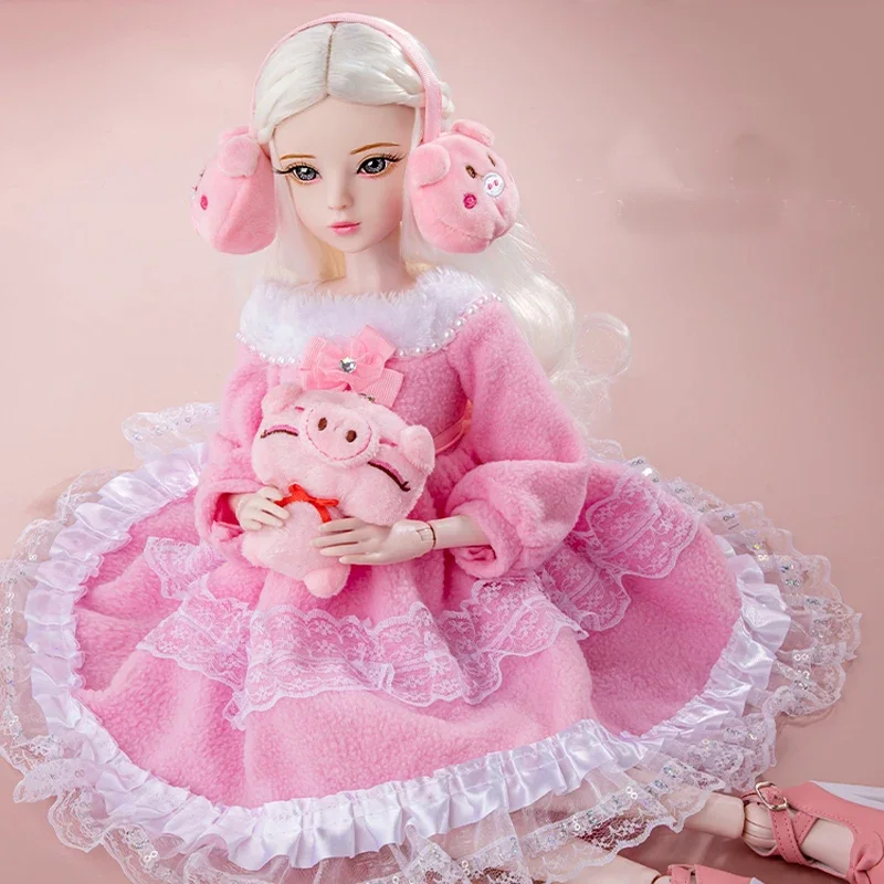 

Kawaii Fashion Pink Girl Bjd 1/3 Dolls Full Set With Clothes and Wig Big 60cm Articulated Ball-Jointed Dolls For Girls Christmas