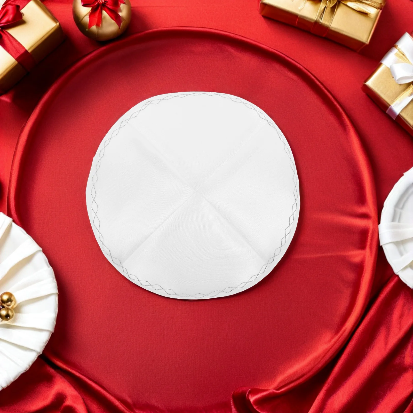 

Portable Jewish Kippah Cap White Lightweight Skullcap For Shabbat Holidays Wedding Mitzvah Religious Ceremony Adult