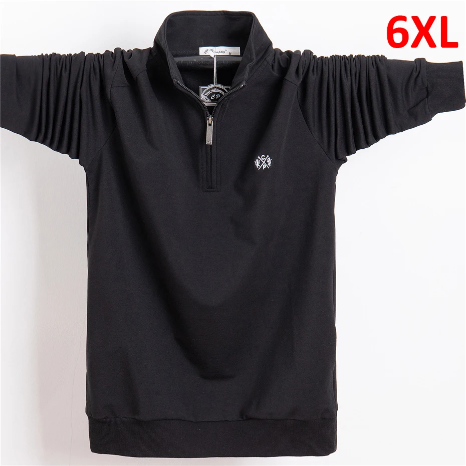 Long Sleeve Polo Shirts Men Spring Autumn Polo Shirt Plus Size 6XL Fashion Casual Solid Color Cotton Polo Black Green Navy