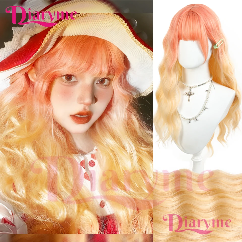 

Градиент цвета, вьющийся синтетический парик Лолиты, женский парик, пушистый вьющийся парик с водной рябью, подходит для Хэллоуина, Рождества, косплея, одежда