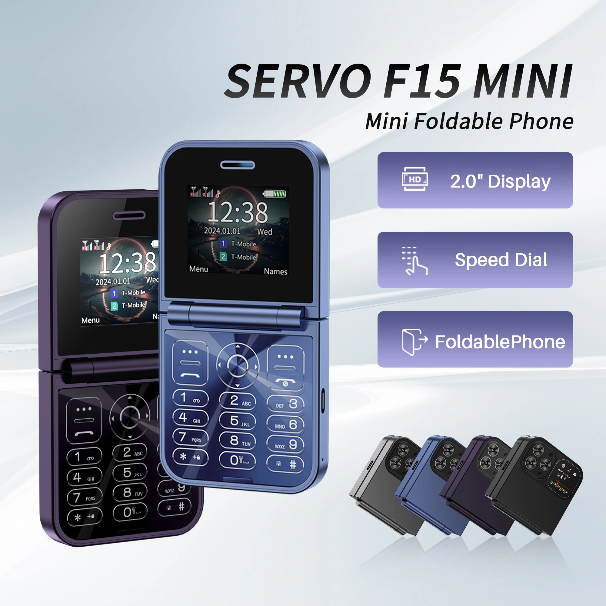 SERVO F15 Mini Foldable Mobile Phone 2 SIM Standby Cellphone Magic Voice Speed Dial Call Recording FM Radio Small Flip Telephone