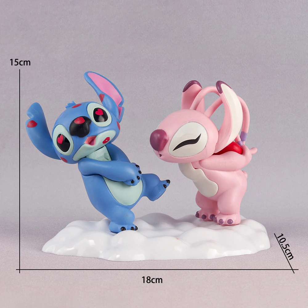 Stitch Lovers Modello Doll Angel Kissing Stitch Statue Desktop Display Figurine Ornamenti Regali per la fidanzata di San Valentino