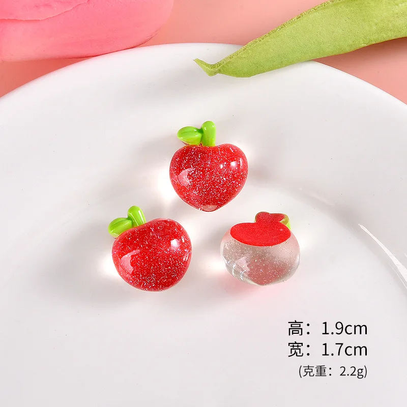 30pcs Mini Glossy Fruit Resin Accessories for Nail Art Decoration Small Apple Peach Home Decor Flatback Food DIY Dollhouse Craft