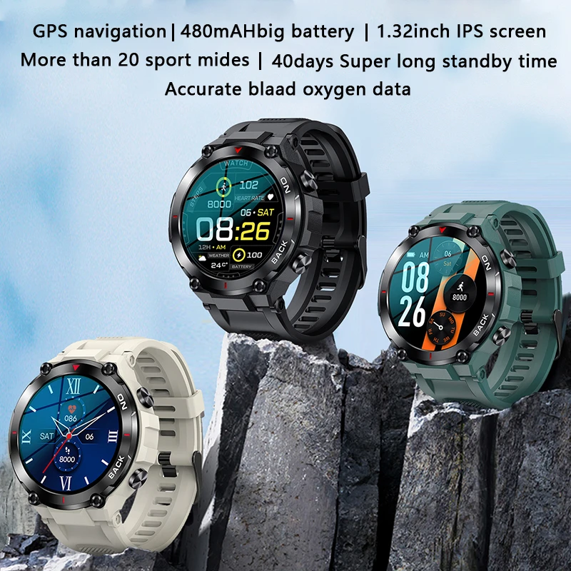 LIGE GPS 위치 스마트 워치 스포츠 피트니스 추적기 480Mah 슈퍼 긴 대기 시간 Smartwatch 남자 사용자 정의 다이얼