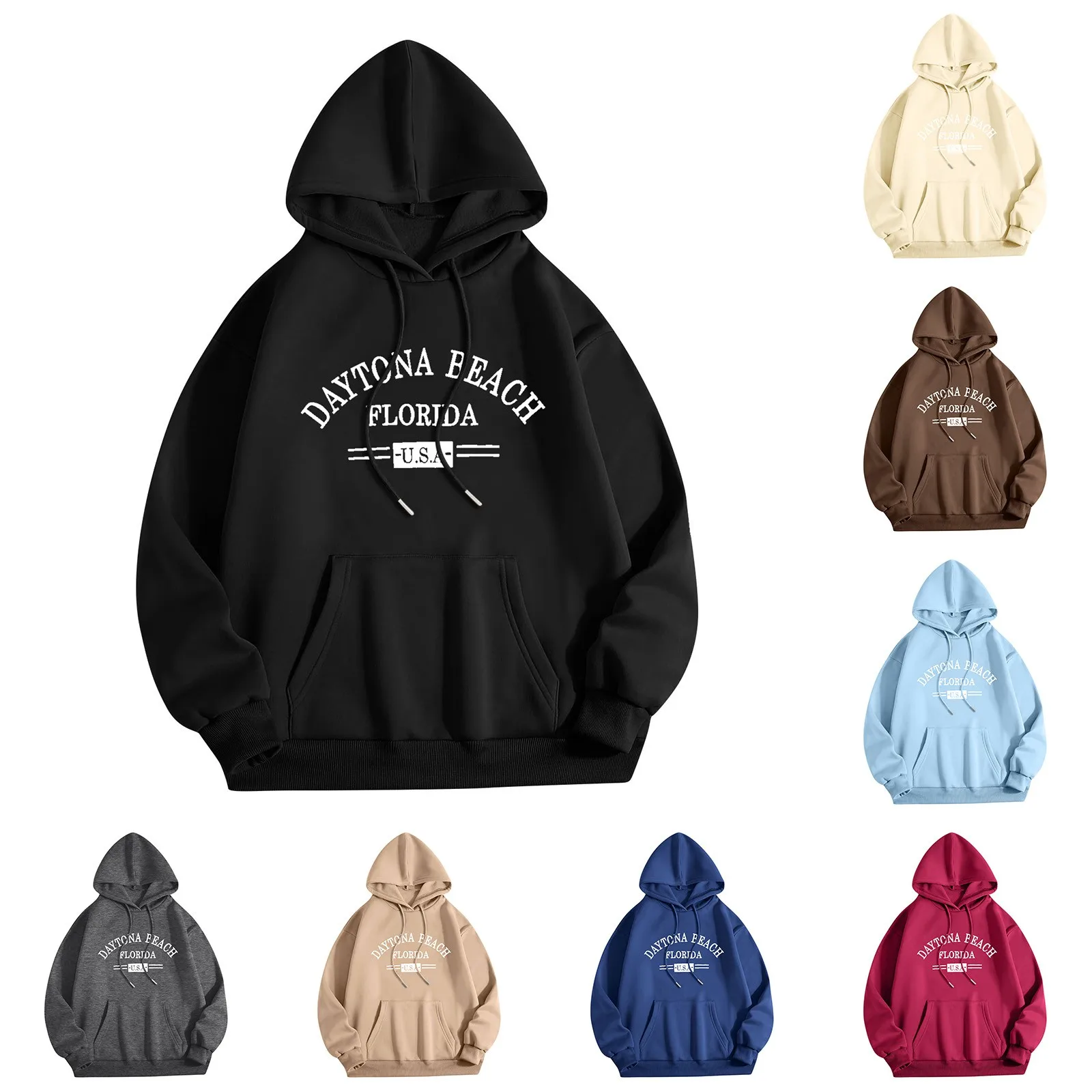 

Women's Plain Casual Brushed Letters Loose Fit Hooded Sweatshirts Long Sleeves Pockets 3xl Hoodie Womens Hoodies for Women