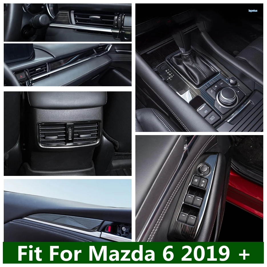 

Window Lift Button Door Armrest Panel Central Console Strips Cover Trim For Mazda 6 2019 - 2024 Black Brushe Car Accessories