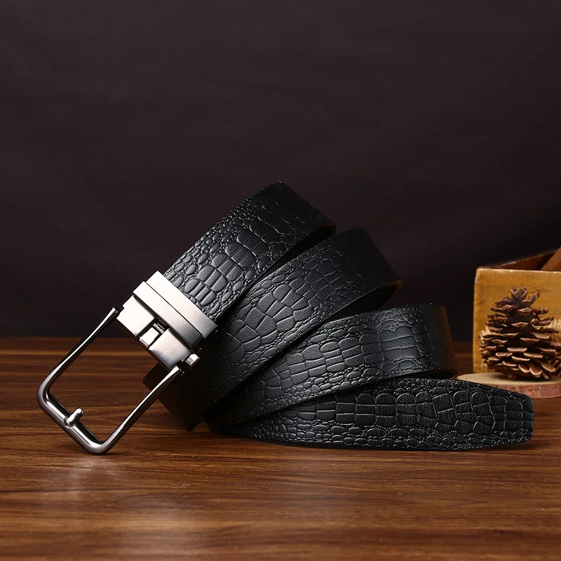 Genuine Leather Belt For Man Top Quality Luxury Famous Brand Male Belts Automatic Buckle Mens Crocodile Pattern Belt