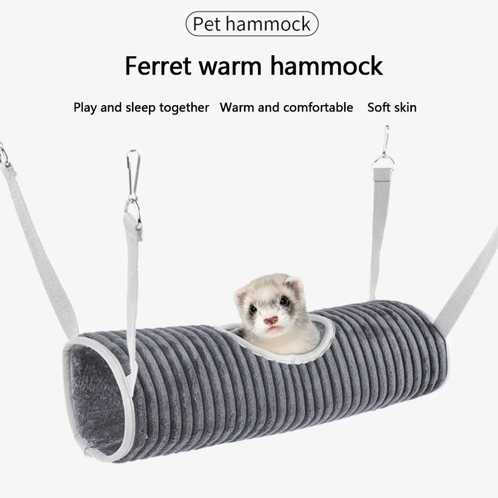 Hamster Cage Hammock Ferret Hide Tunnel Warm Rat Small Animals Play Tube Swing Sleeping Hanging Bed Nest Hideaway Toy