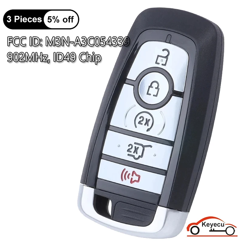 KEYECU 5 Buttons 902MHz ID49 Chip for Ford Edge Expedition Explorer 2022 2023 Auto Smart Remote Control Key Fob M3N-A3C054339