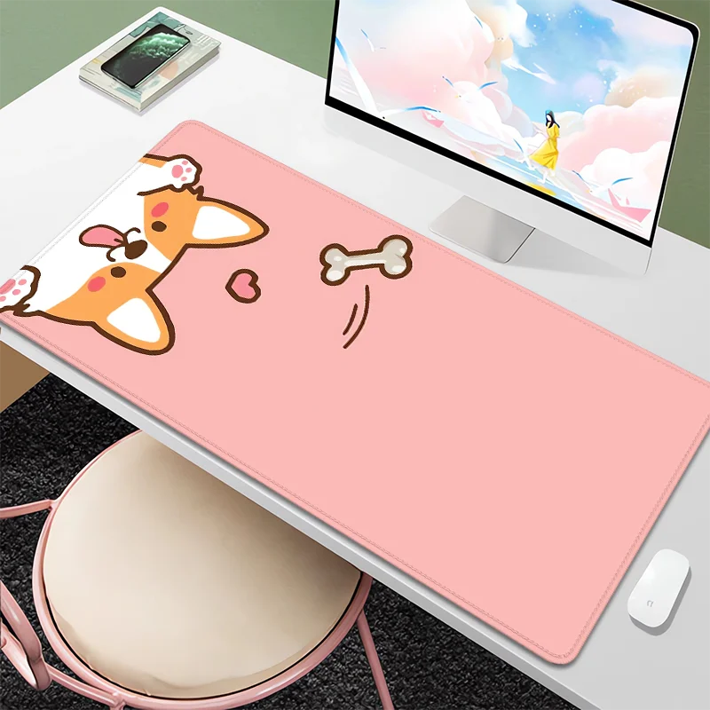 Kawaii Mouse Pad Xxl Cute Gaming Desk Mat Anime Aesthetic Pink Bear Mousepad Large Pc Accessories Computer Deskmat 900x400